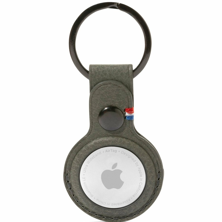 Decoded Airtag Keychains | Leather Airtag Keychain - Olive