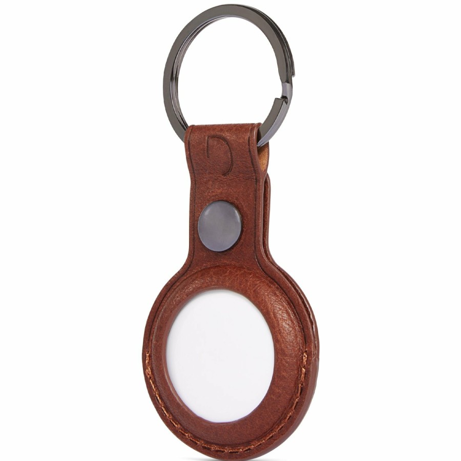 Decoded Airtag Keychains | Leather Airtag Keychain - Cinnamon Brown